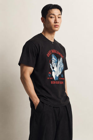 AI model photo - OBEY Burn Baby Burn Sustainable T-Shirt Black 267291976