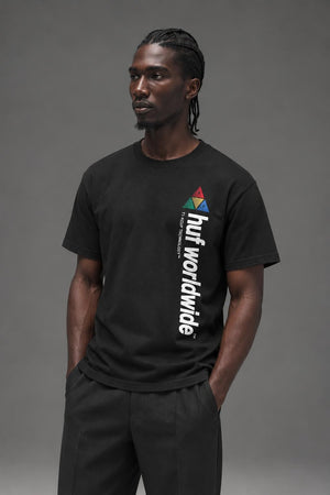 AI model photo - HUF Peak Sportif Short Sleeve Tee Black TS01201