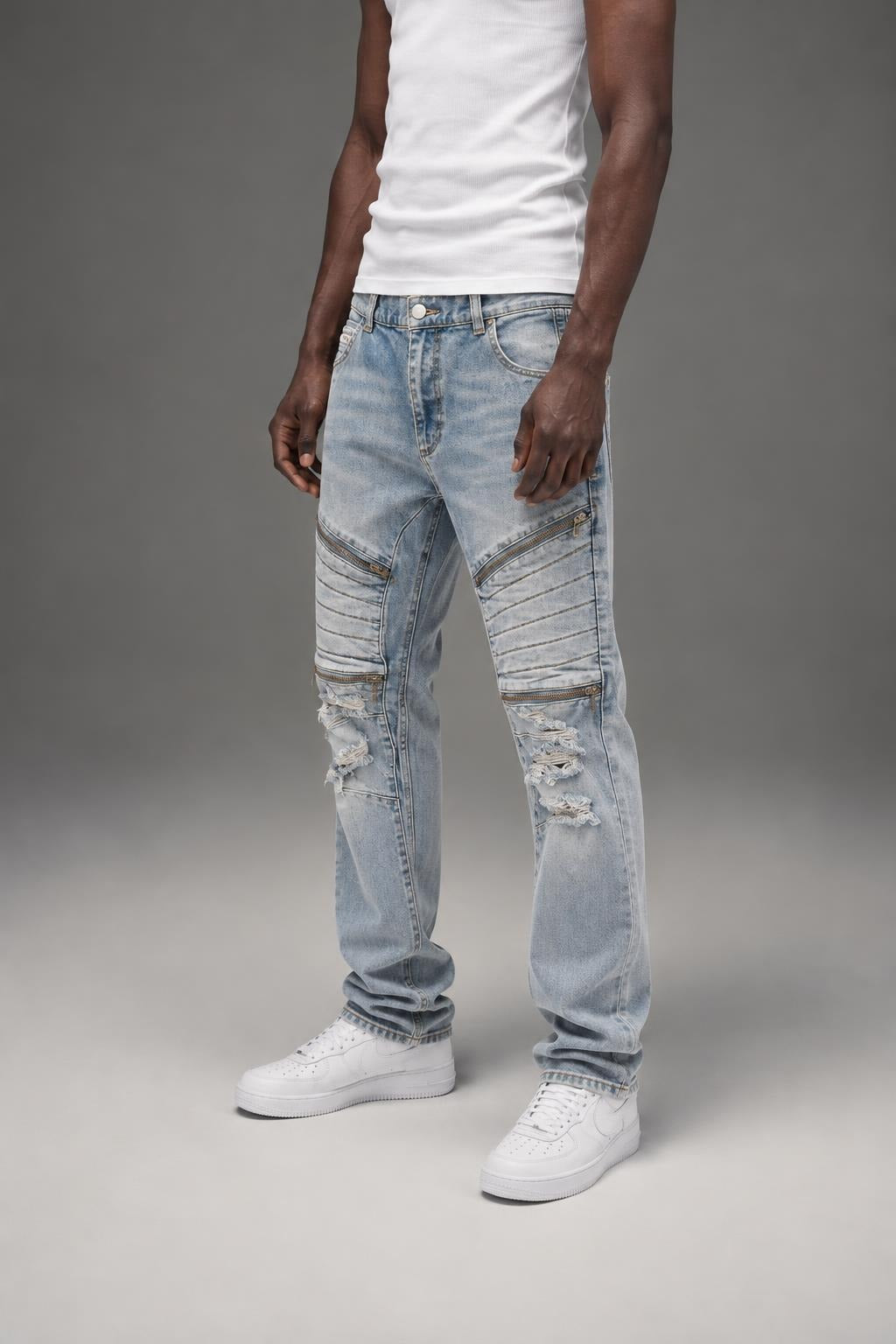 AI model photo - Nena And Pasadena Men's Vengeance Jean Nevada Blue NPMVP002