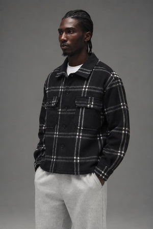 AI model photo - OBEY Entrada Shirt Jacket Black multi 121160063 BKM