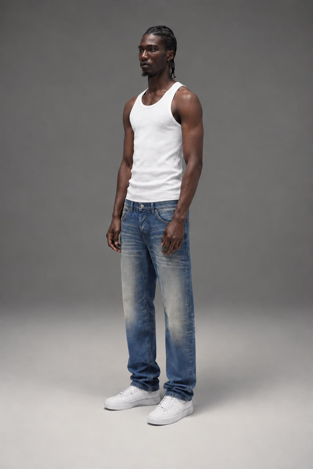 AI model photo - Tom Tailor Slim Japan Blue Denim 6203518