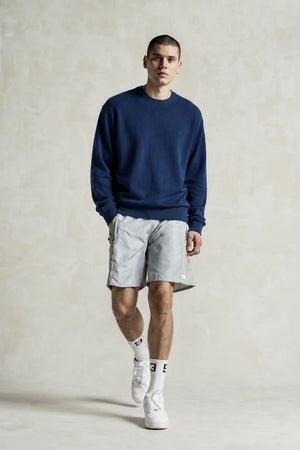 AI model photo - Calvin Klein Men's Supima Cotton Round Neck Mini CK Logo Knit Sweater Navy 40CP300 501 C2