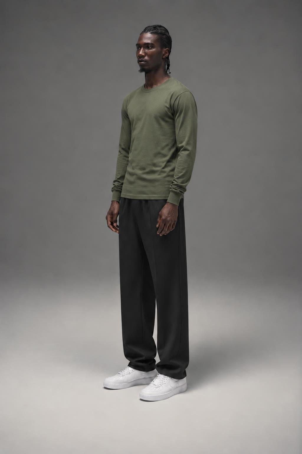 AI model photo - Rothco Long Sleeve Solid T-Shirt Olive Drab 60118 60119