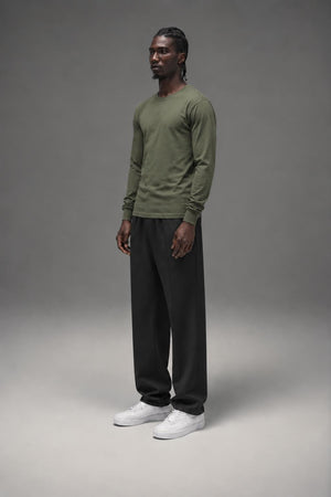 AI model photo - Rothco Long Sleeve Solid T-Shirt Olive Drab 60118 60119