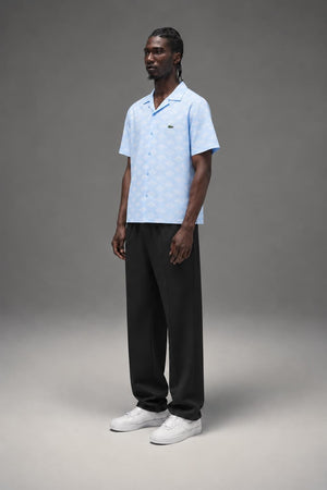 AI model photo - Lacoste Mens Short Sleeve Monogram Print Shirt Overview/Flour CH7882 FV2