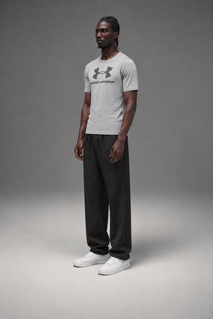 AI model photo - Under Armour Mens Sportstyle Logo T-Shirt True Gray Heather/Black/Graphite 1257615-025