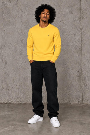AI model photo - Tommy Hilfiger Men's Signature Solid Crew Neck Sweater Aspen Gold 78J0478 730