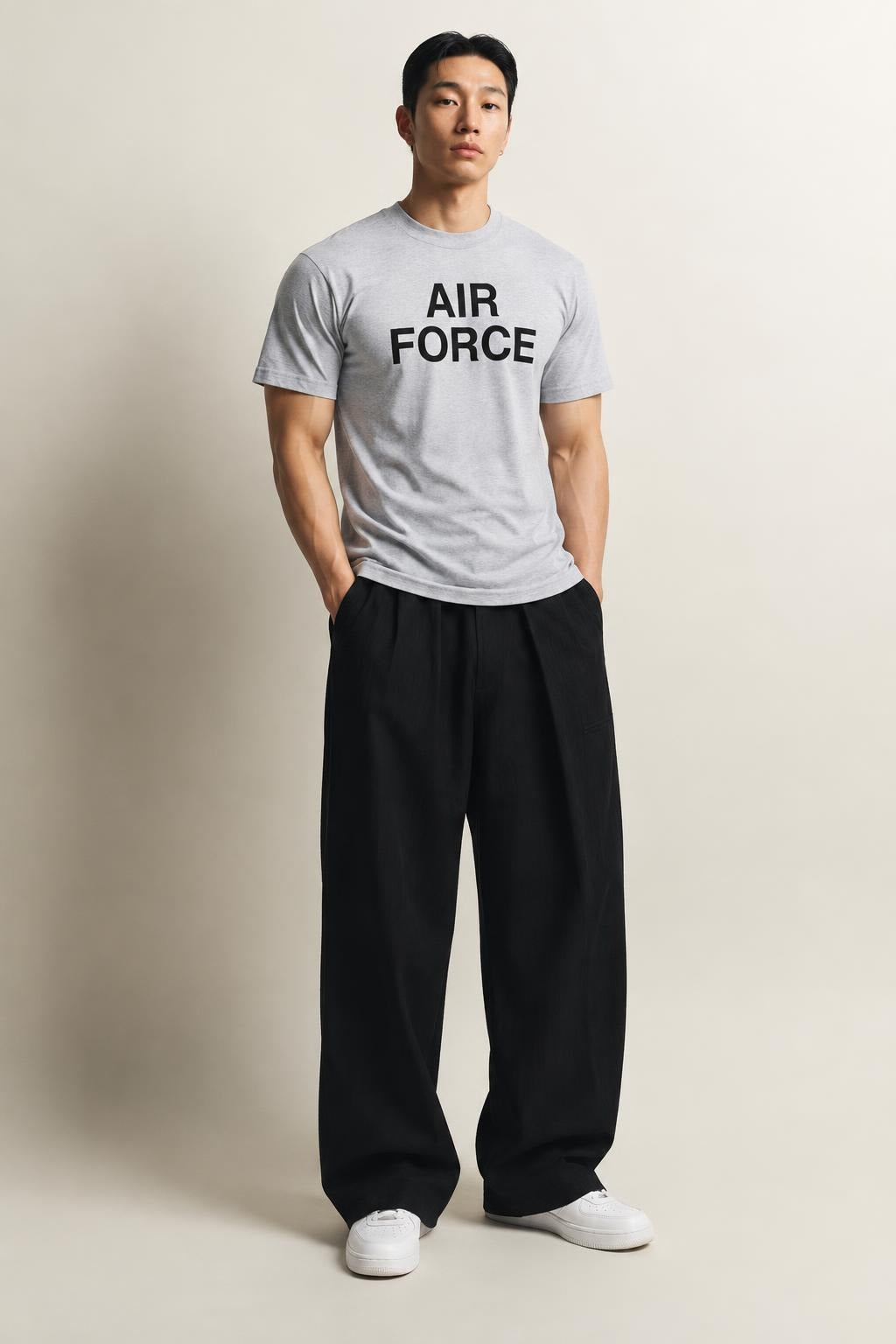 AI model photo - Rothco Grey Physical Training Air Force T-Shirt Grey 61020 61021