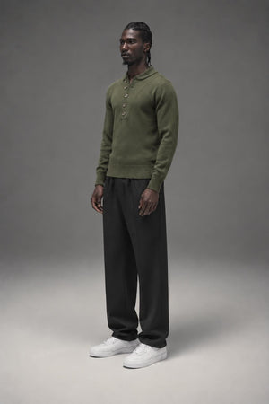 AI model photo - Rothco G.I. Style 5-Button Acrylic Sweater Olive Drab 6368 6369