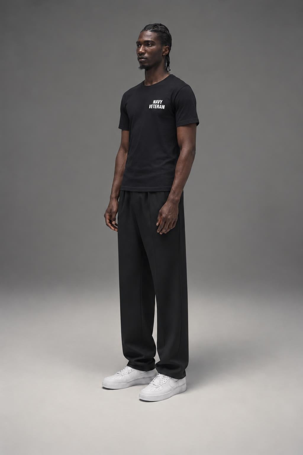 AI model photo - Rothco Veteran T-Shirt Navy Black 1272 1273