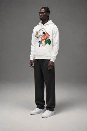 AI model photo - Von Dutch Mens Popeye Character Cotton Fleece Hoodie Off White FM167V