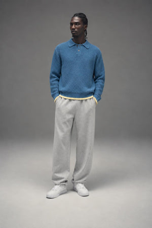 AI model photo - OBEY Mens Loreto Polo Sweater Captains Blue 151000114 CPB