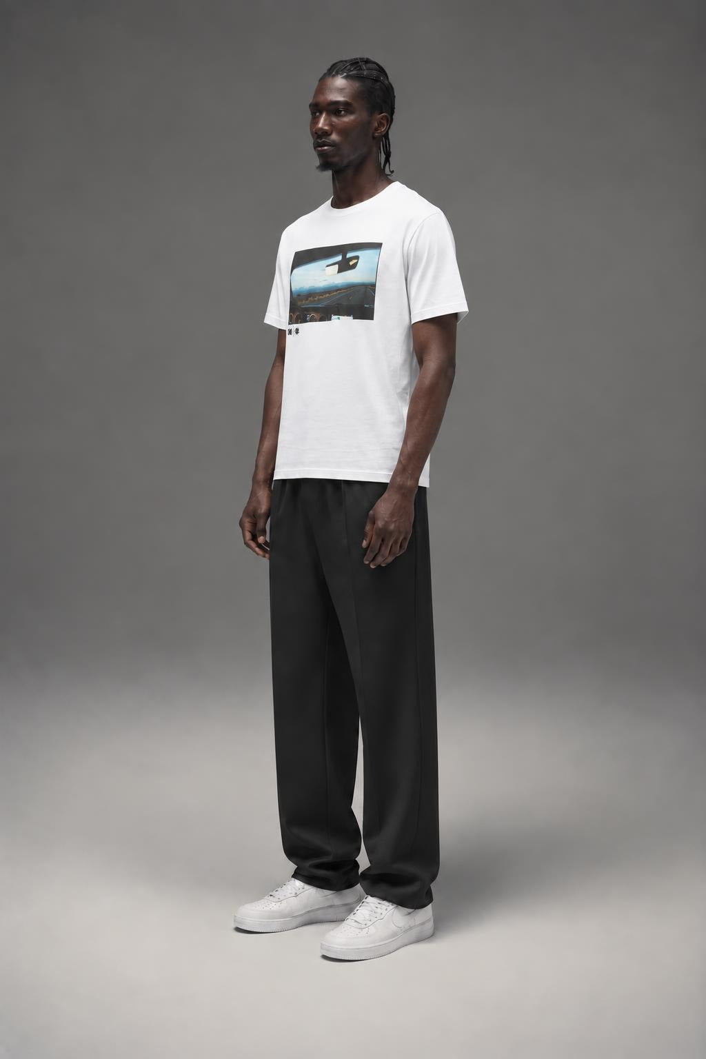 AI model photo - HUF Kodak Rear View T-Shirt White TS02466 WHT