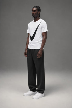 AI model photo - Nike Men's Swoosh T-Shirt White/Black BV7645 100 N1