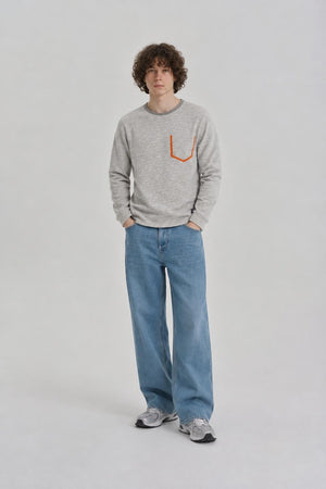 AI model photo - Tom Tailor Men's Structured Crew W.taped Sweatshirts Grey T2658 252989300