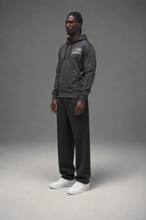 AI model photo - Rothco Thin Red Line Concealed Carry Hoodie Flag/Grey 2331 2332