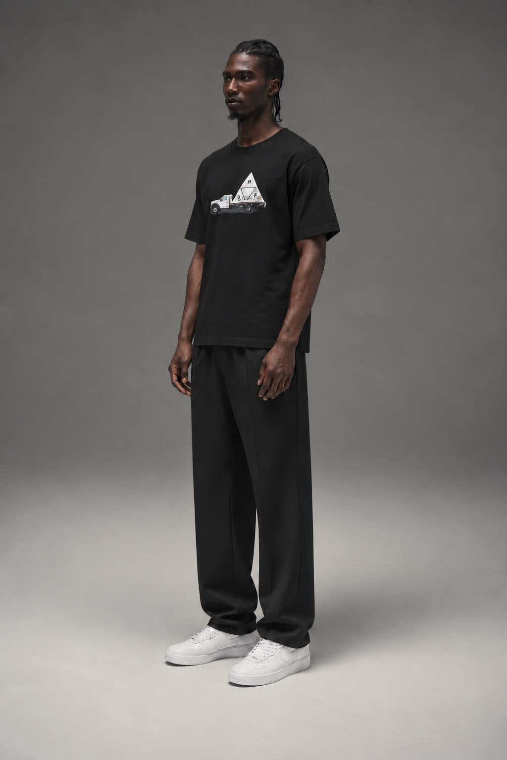 AI model photo - HUF High Clearance T-Shirt Black TS02409 BLK