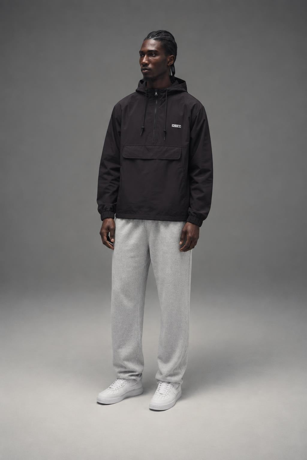 AI model photo - OBEY Recess II Anorak Black 121800420