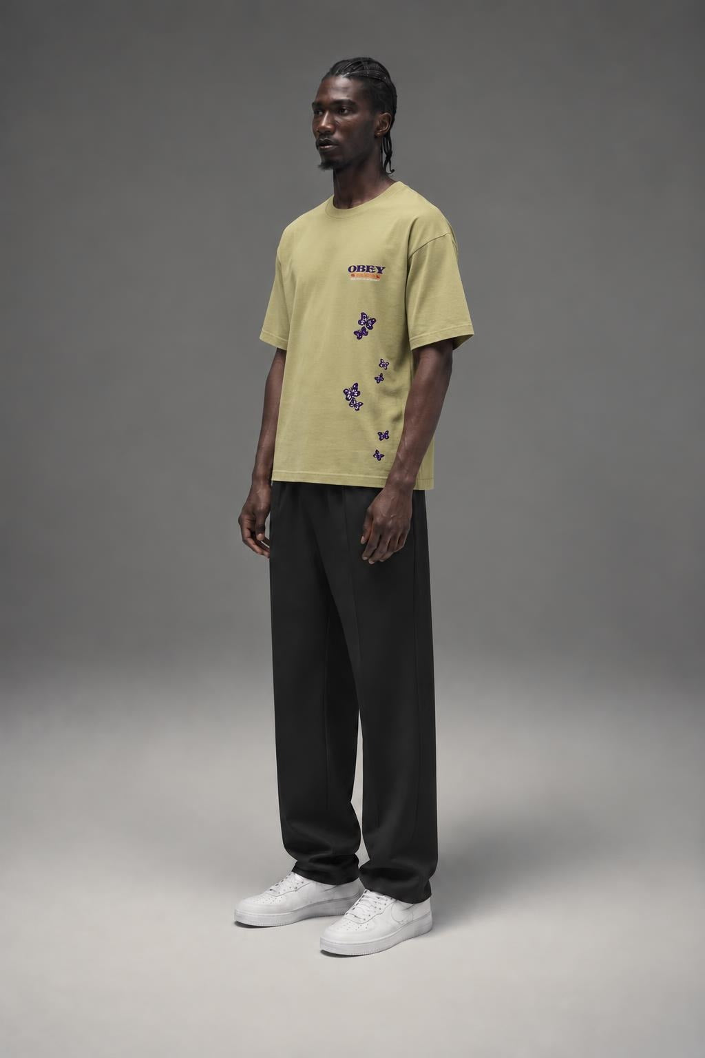 AI model photo - OBEY Mens To The Children Heavyweight Box T-Shirt Almond 166912314