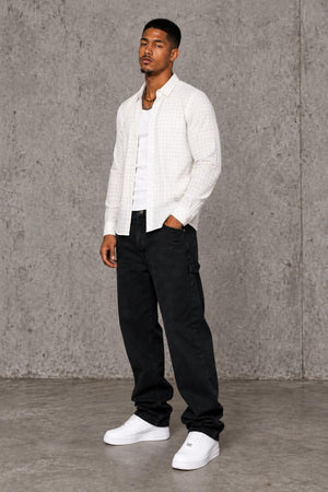 AI model photo - Tom Tailor Men's Melange Checked Shirt Slightly Creamy 203128300