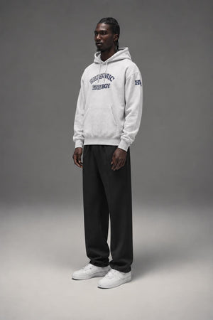 AI model photo - HUF Damaged Pullover Hoodie Heather Grey PF00568