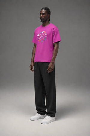 AI model photo - HUF Downward Spiral Short Sleeve T-Shirt Coral TS01170