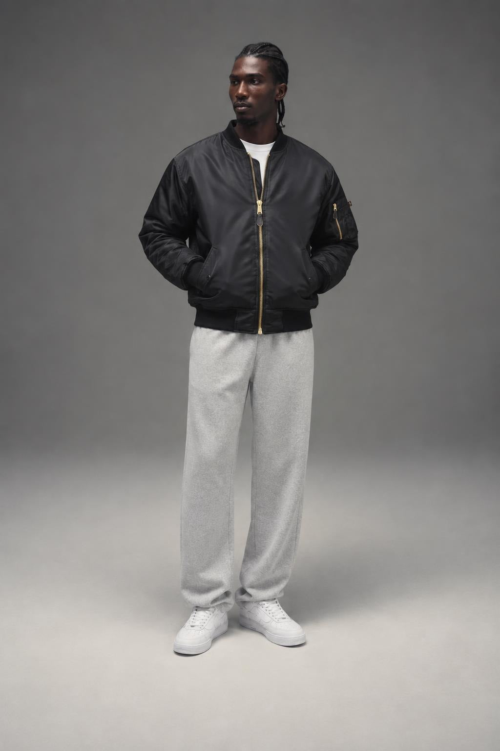 AI model photo - Rothco MA-1 Flight Jacket Black 7324 7334