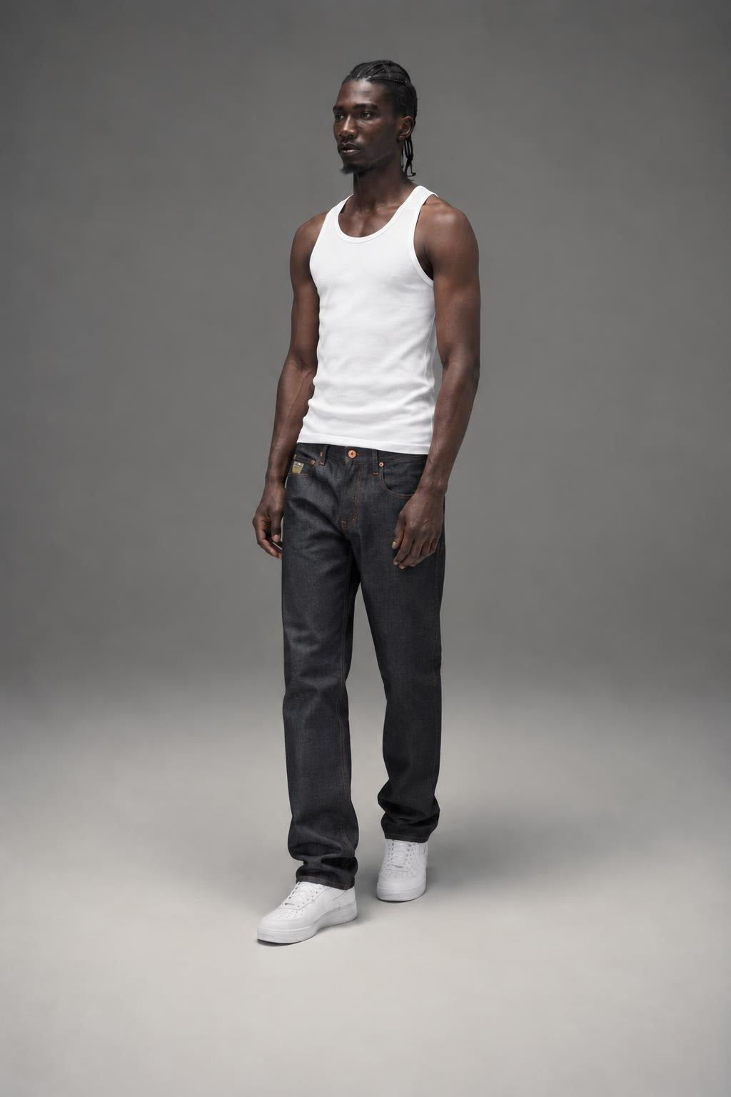 AI model photo - April77 Men's Joey Japan Raw Jeans Indigo Raw PGJJAPA