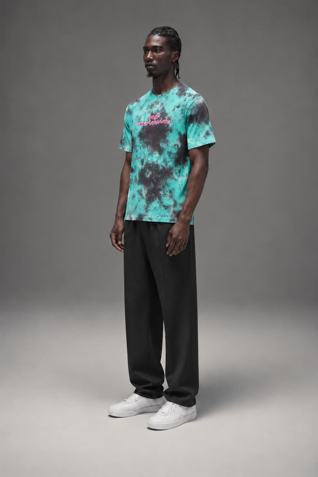 AI model photo - HUF Chemistry S/S Tee Teal TS01379