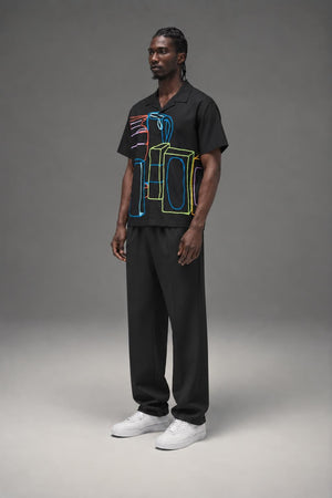 AI model photo - OBEY Men's Pantry SS Shirt Black 181210375 BLK