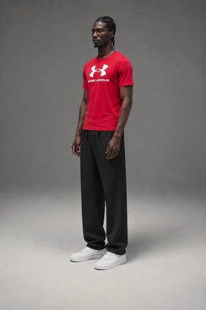 AI model photo - Under Armour Mens Sportstyle Logo T-Shirt Red/Steel/White 1257615-600