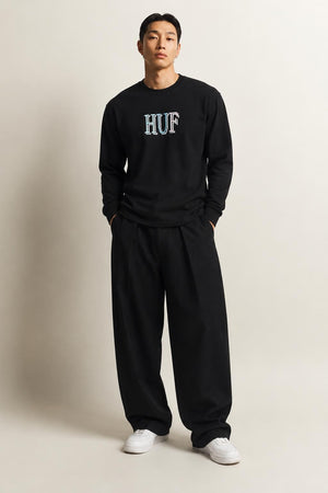 AI model photo - HUF Mens 8-Bit L/S Tee Black TS01490