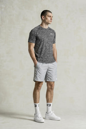 AI model photo - Under Armour Mens Tech Short Sleeve T-Shirt Black/White 1228539-009