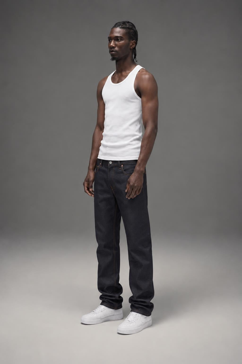 AI model photo - WESC Eddy 5-Pocket Jean Raw Clean 0005127