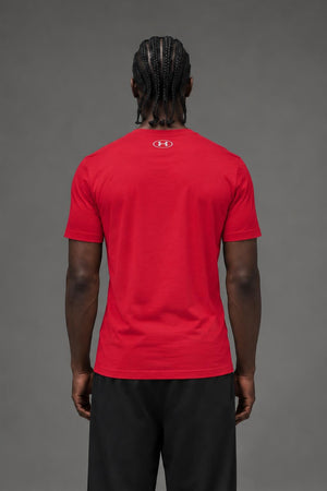 AI model photo - Under Armour Mens Sportstyle Logo T-Shirt Red/Steel/White 1257615-600