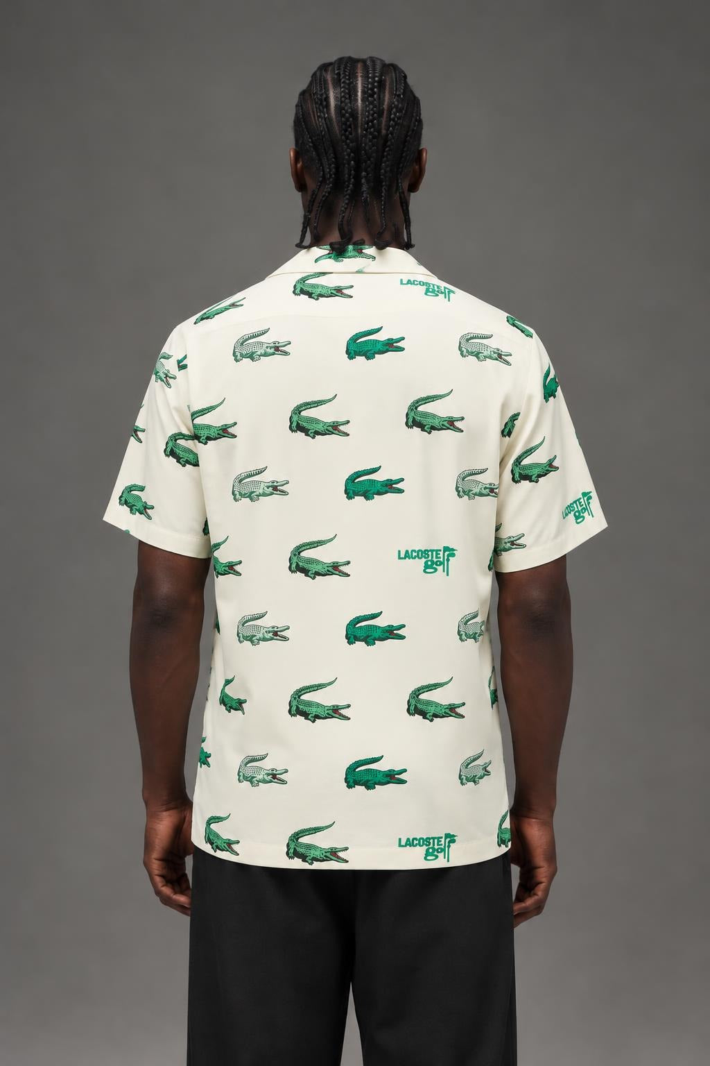 AI model photo - Lacoste Mens Golf Printed Short-Sleeve Shirt Flour CH5619 70V
