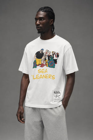 AI model photo - Von Dutch Mens Popeye Character Cleanup Organic Cotton T-Shirt Off White TM147V