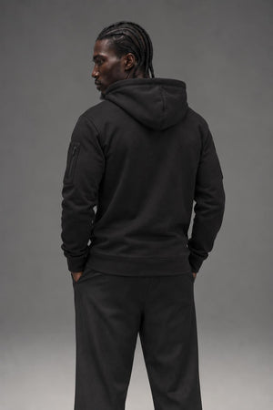 AI model photo - Rothco Men's Thin Blue Line Concealed Carry Hoodie Black 52071