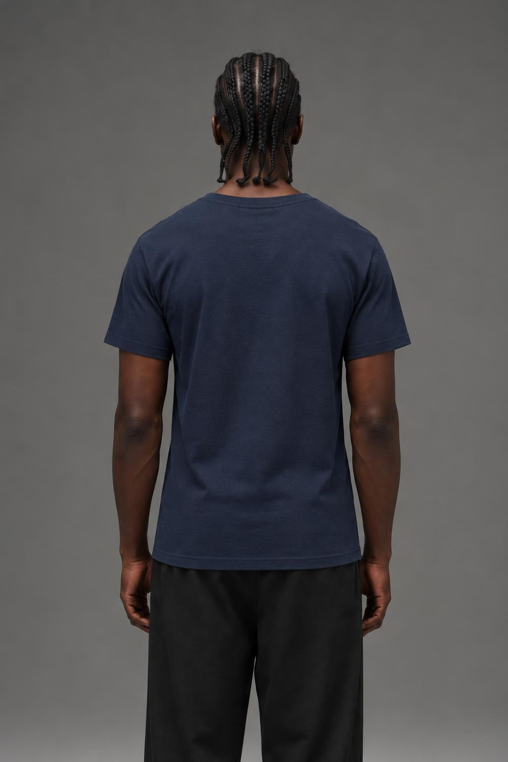 AI model photo - Champion Classic Graphic T-Shirt, Intramural Basketball Navy GT23H 586Q8B 031
