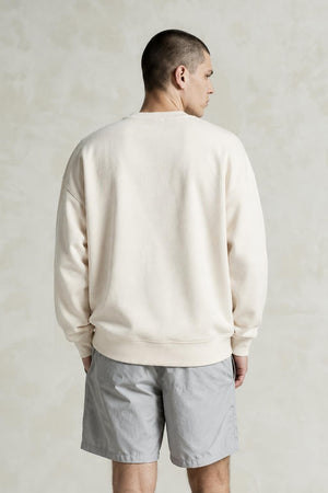 AI model photo - H&M Men's Relaxed Fit Smiley Printed Sweatshirt Cream 1089317 001 H1