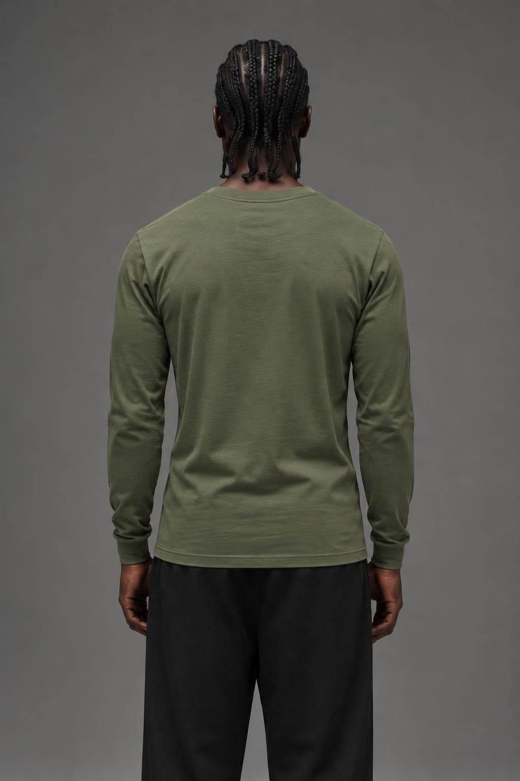 AI model photo - Rothco Long Sleeve Solid T-Shirt Olive Drab 60118 60119