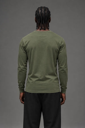AI model photo - Rothco Long Sleeve Solid T-Shirt Olive Drab 60118 60119
