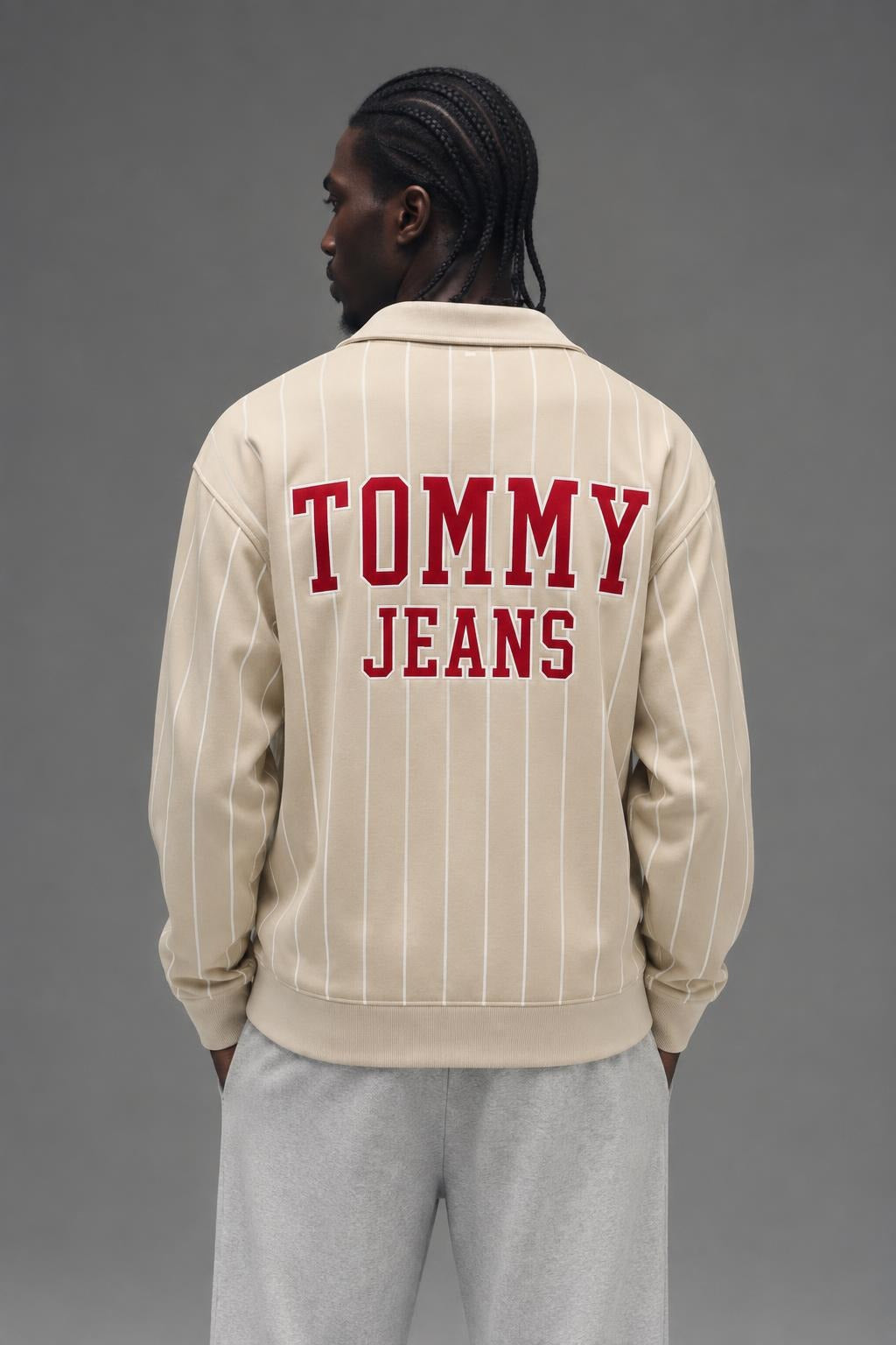 AI model photo - Tommy Hilfiger Men's TMJ RLX Pinstripe Track Jacket Classic DM16360 250