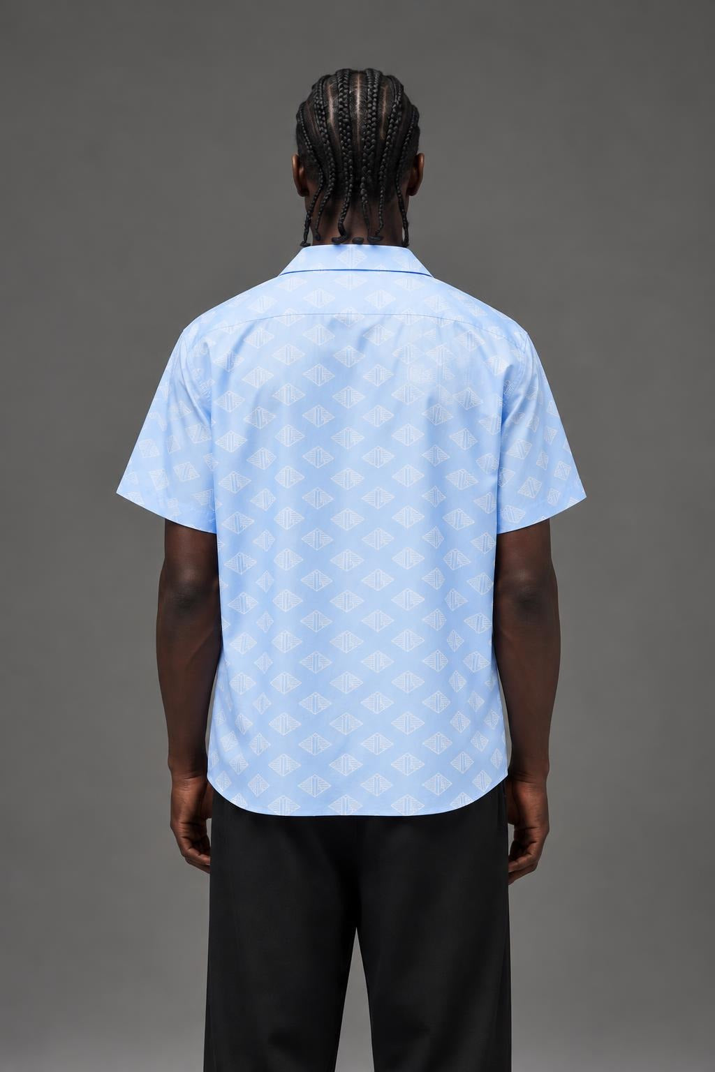 AI model photo - Lacoste Mens Short Sleeve Monogram Print Shirt Overview/Flour CH7882 FV2