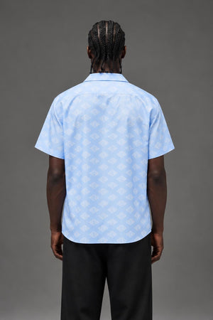 AI model photo - Lacoste Mens Short Sleeve Monogram Print Shirt Overview/Flour CH7882 FV2