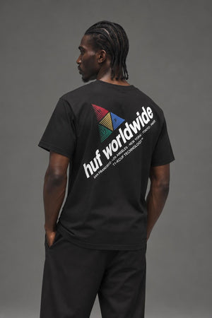 AI model photo - HUF Peak Sportif Short Sleeve Tee Black TS01201