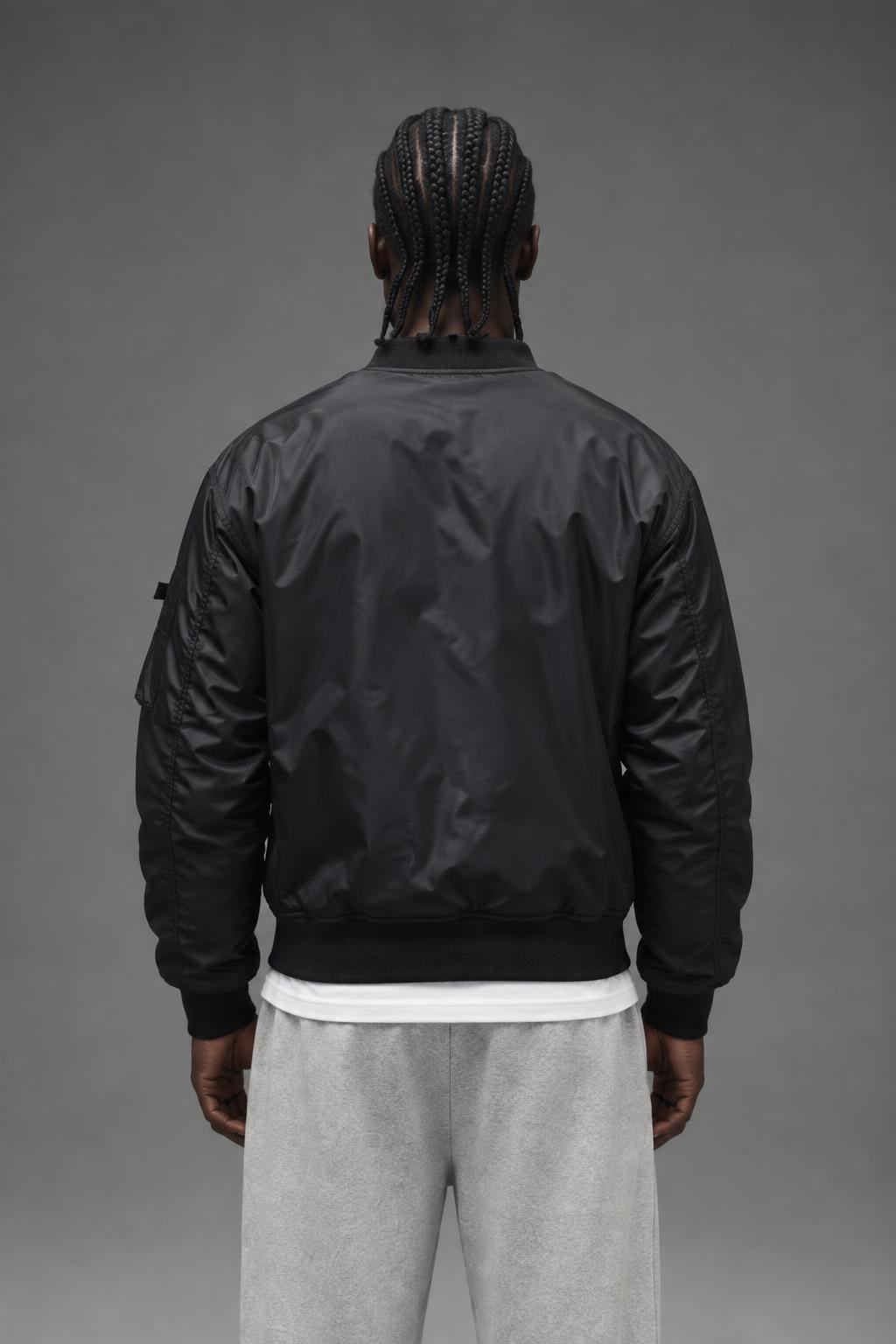 AI model photo - Rothco MA-1 Flight Jacket Black 7324 7334
