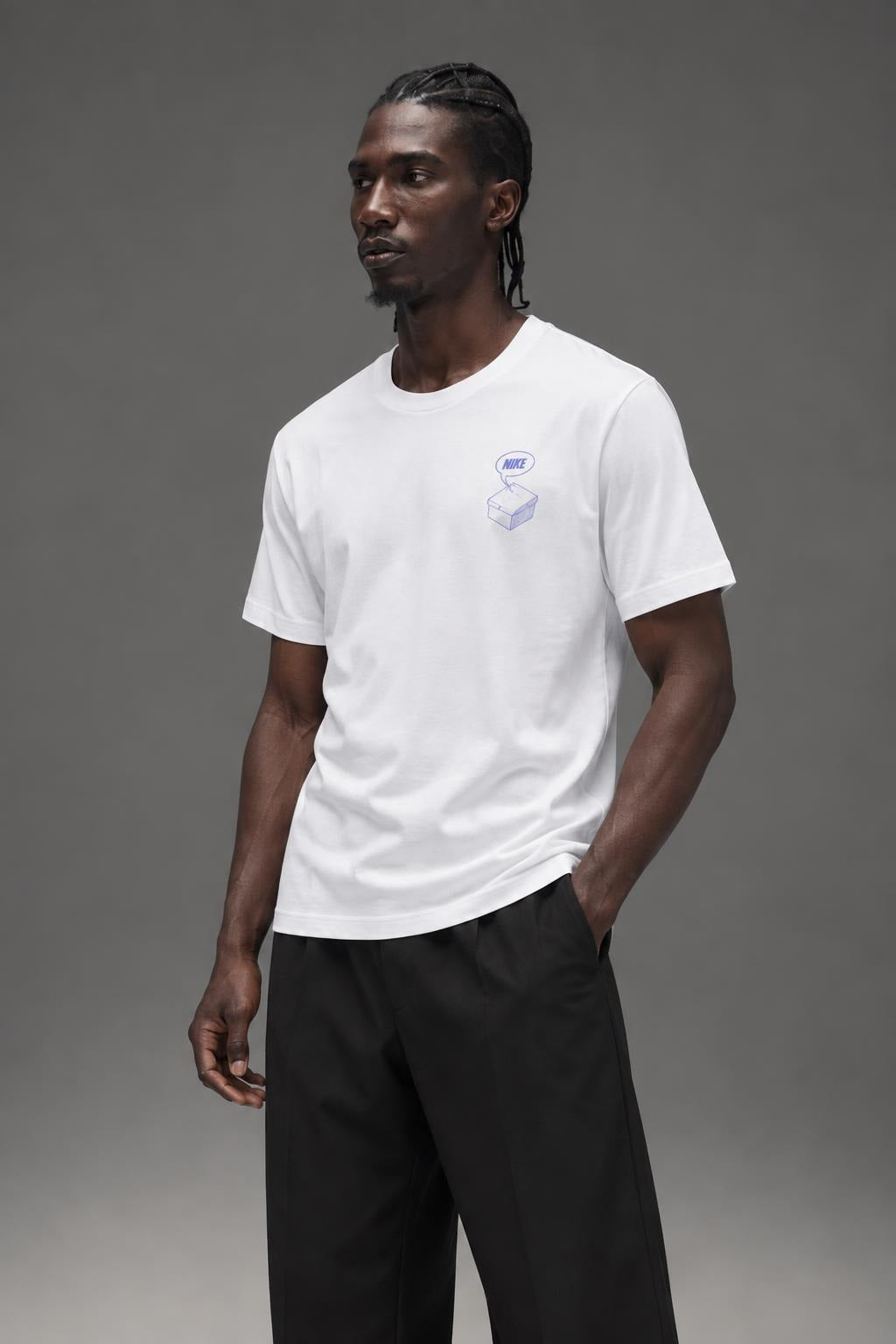 AI model photo - Nike Men's Sportswear Footwear T-Shirts White CT6868 100 N11