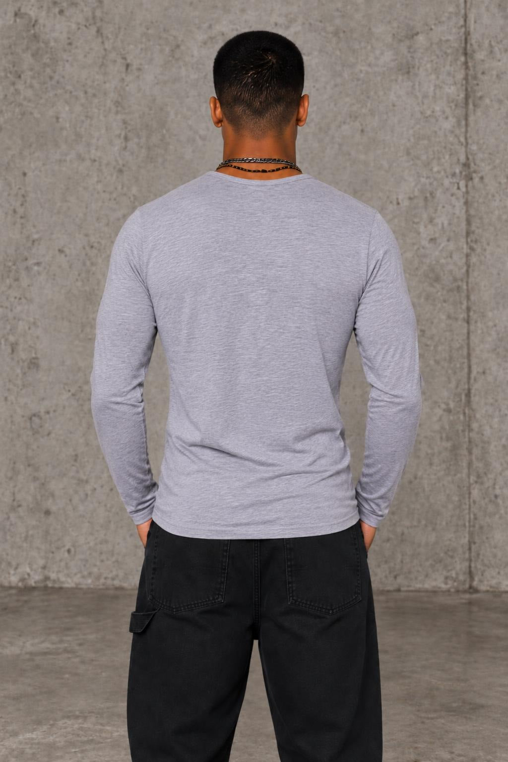AI model photo - Tom Tailor Mens Melange T-Shirt Grey T2607 103230501