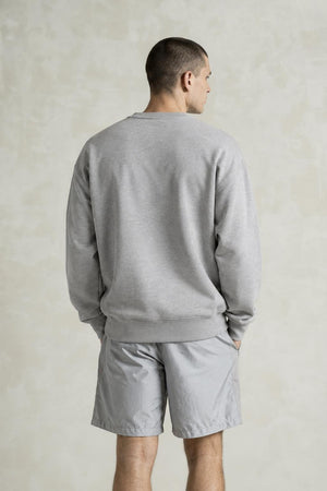 AI model photo - DKNY Men's Matte Logo Pullover Sweatshirt Heather Grey M1960031 K1